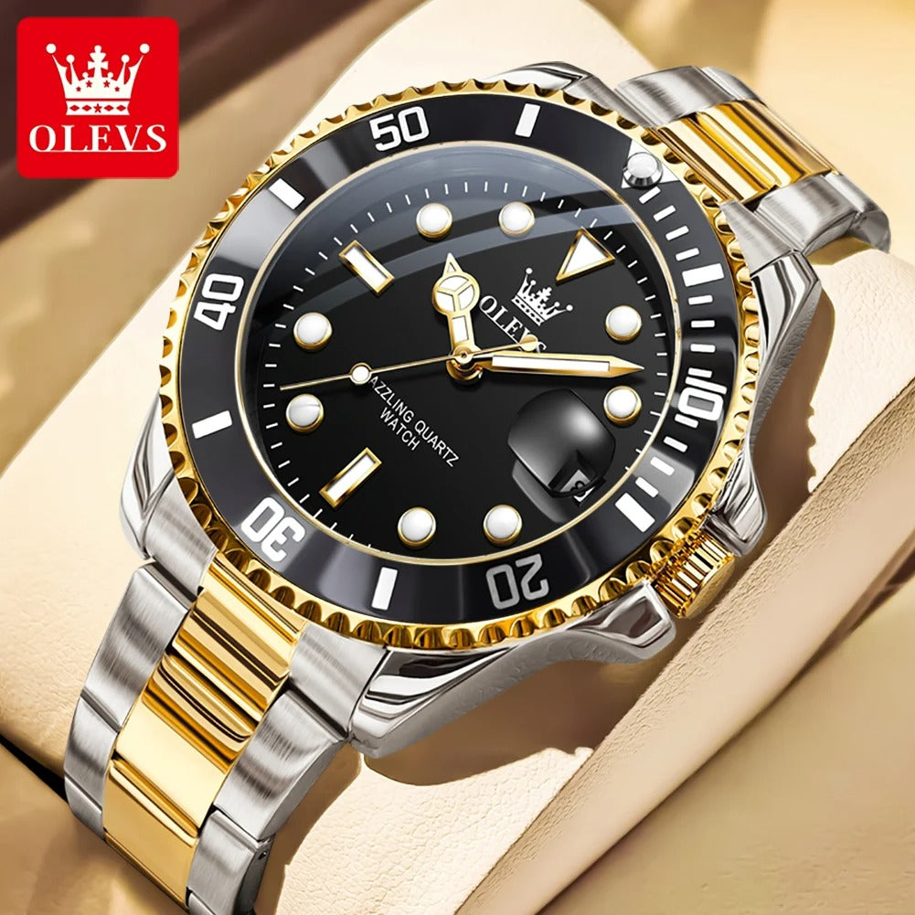 OLEVS 5885 Man Watch Original Brand Waterproof Quartz Watch Stainless Steel Strap Automatic Date Mens Gifts Watches