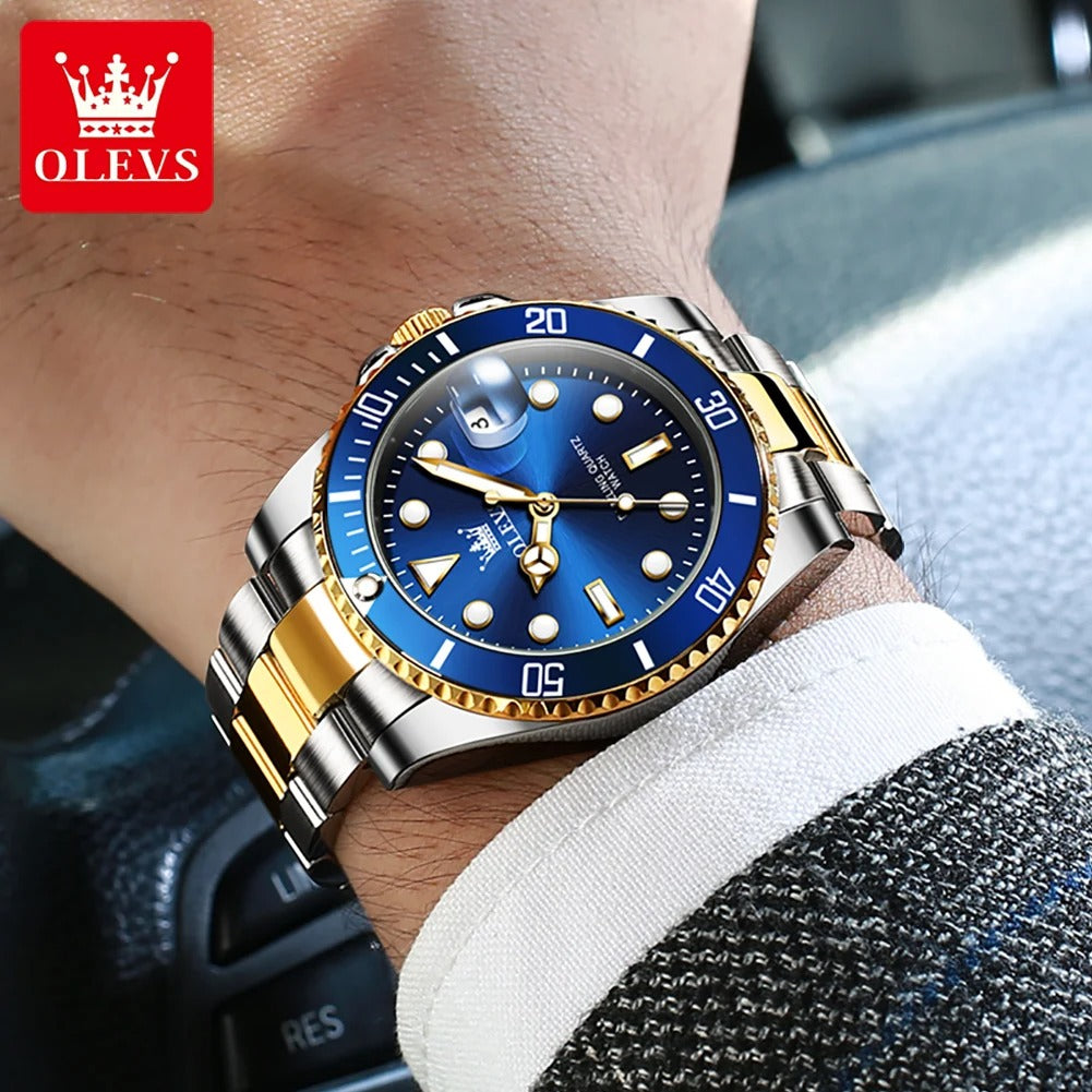 OLEVS 5885 Man Watch Original Brand Waterproof Quartz Watch Stainless Steel Strap Automatic Date Mens Gifts Watches