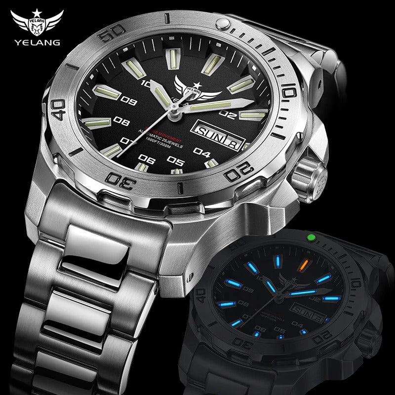 Yelang V1019 Brand 44MM Men Watch NH36 100M PROFESSIONAL WATERPROOF Deep Diving Mechanical Automatic Watch Sapphire